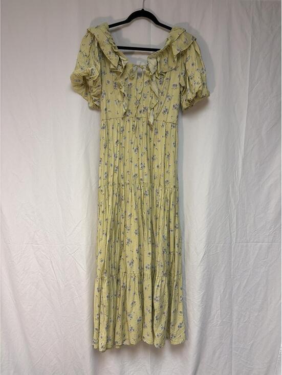 Moon River Dresses & Skirts - Moon River Yellow Floral Puff Sleeve Maxi Dress Size Small